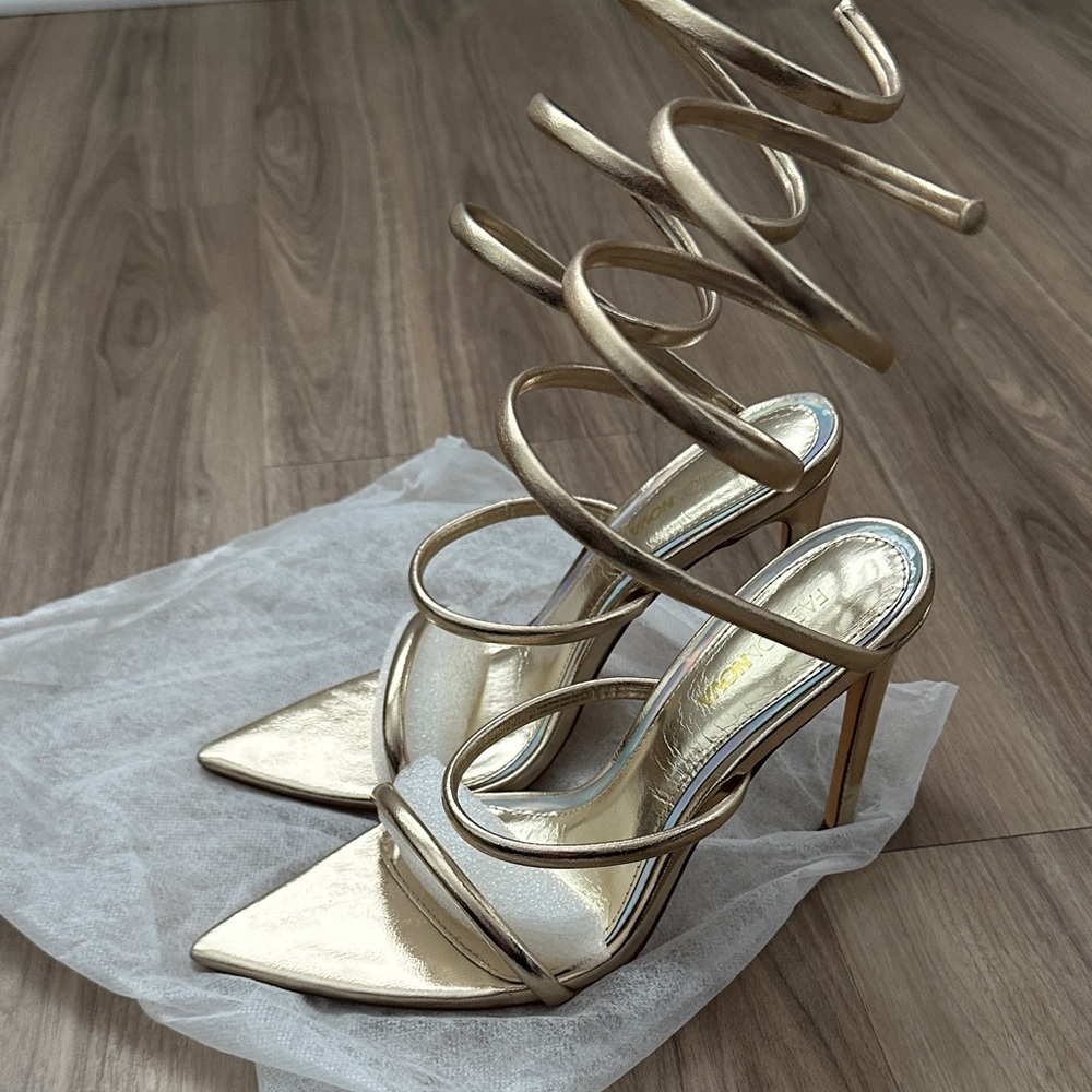Fashion Nova Gold Spiral Heels